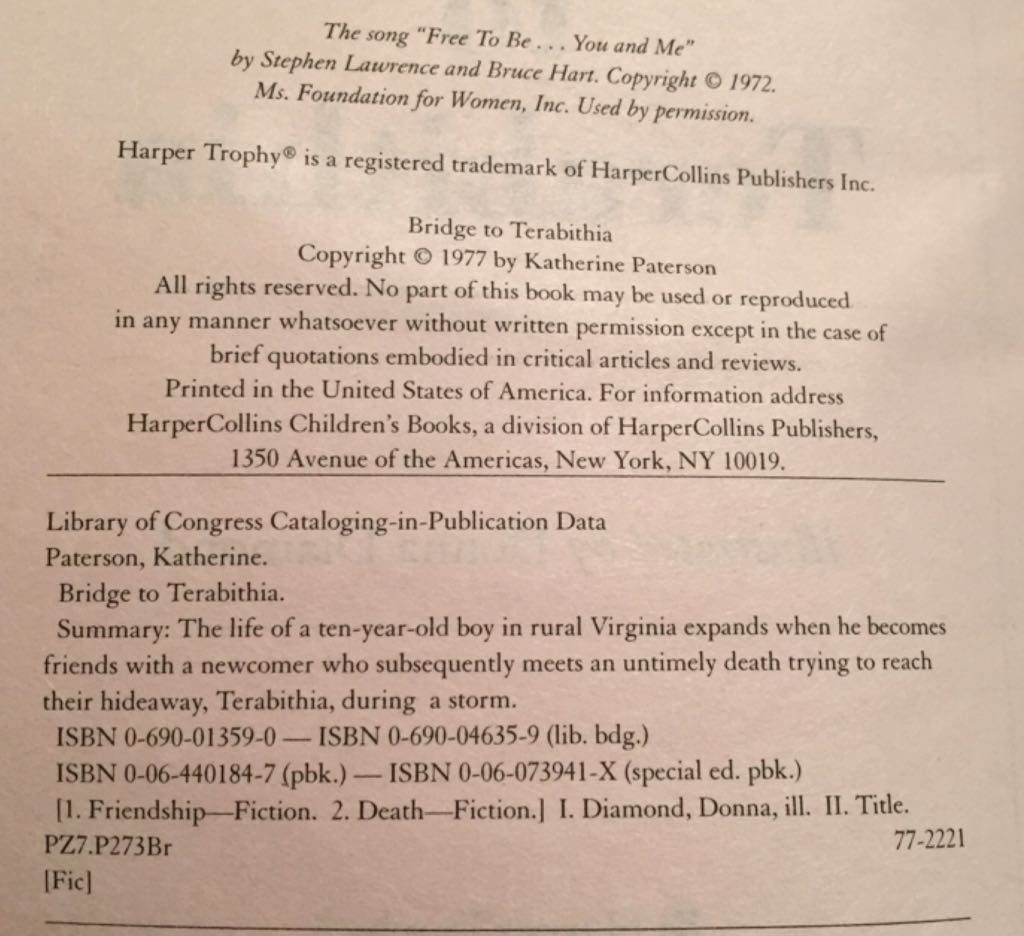 Bridge to Terabithia - Katherine Paterson book collectible [Barcode 9780061232909] - Main Image 2