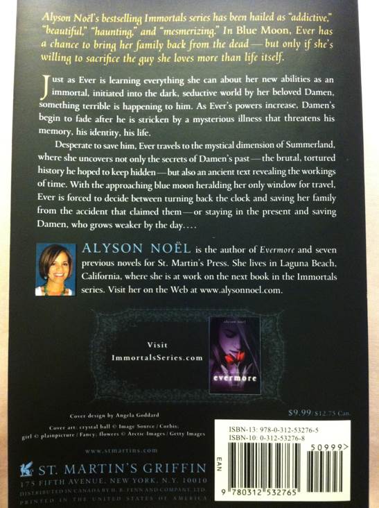 Blue Moon - Alyson Noël (St. Martin’s Griffin - Paperback) book collectible [Barcode 9780312532765] - Main Image 2