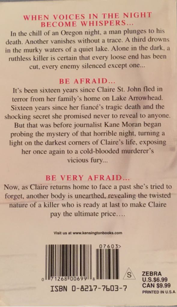 Whispers - Lisa Jackson (Zebra Books - Paperback) book collectible [Barcode 9780821776032] - Main Image 2