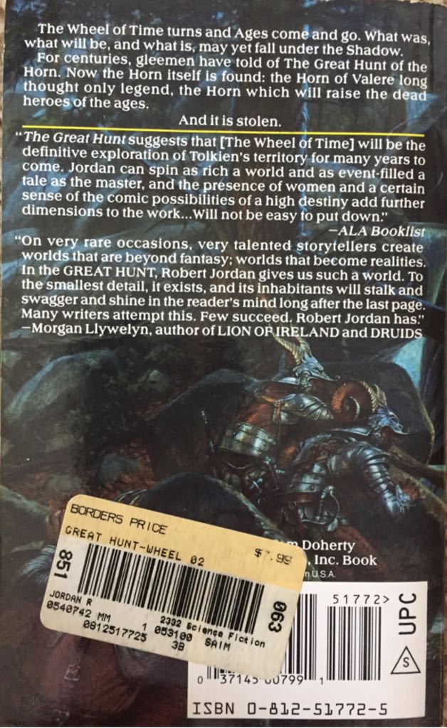 WT2: The Great Hunt - Robert Jordan (Tor Fantasy - Paperback) book collectible [Barcode 9780812517729] - Main Image 2