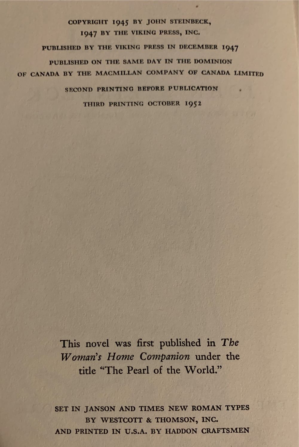 The Pearl - John Steinbeck (The Viking Press - Hardcover) book collectible [Barcode 9780670545759] - Main Image 3