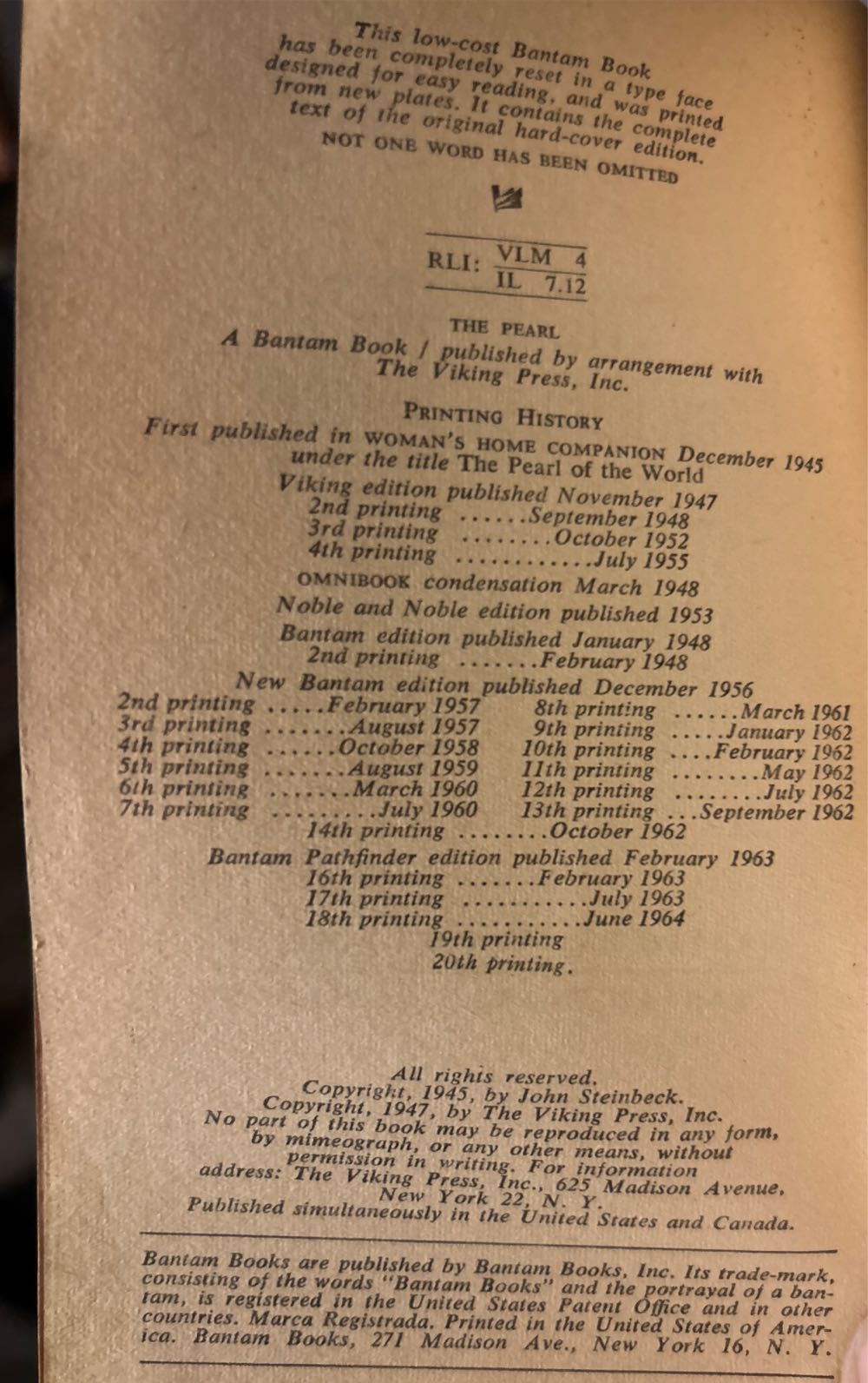 The Pearl - John Steinbeck (Bantam Books - Paperback) book collectible - Main Image 3