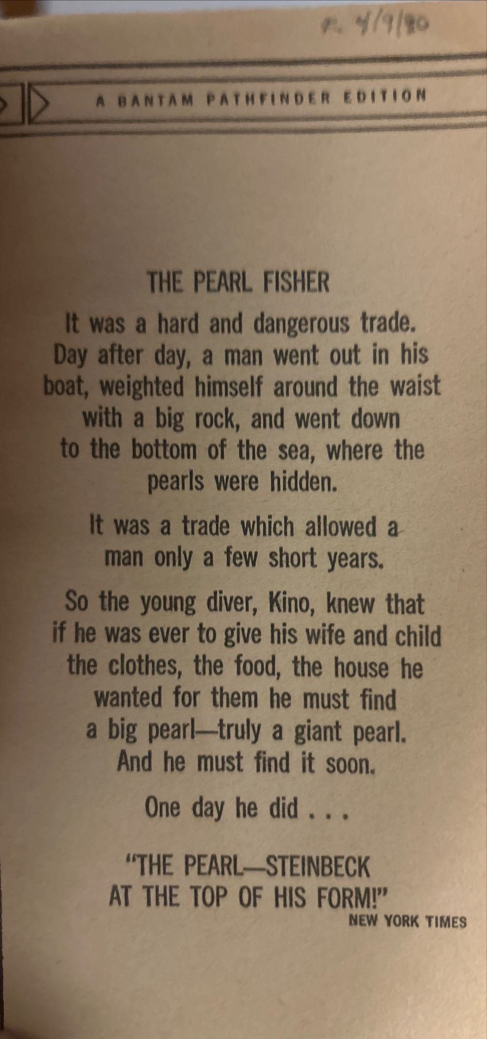 The Pearl - John Steinbeck (Bantam Books - Paperback) book collectible - Main Image 4