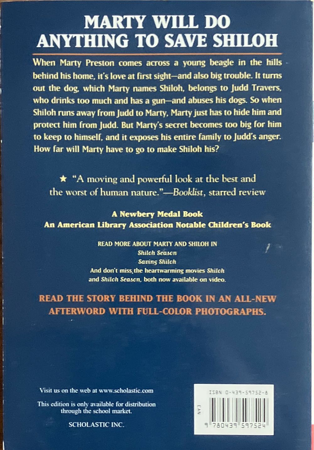Shiloh - Phyllis Reynolds Naylor (Scholastic, Inc. - Paperback) book collectible [Barcode 9780439597524] - Main Image 2