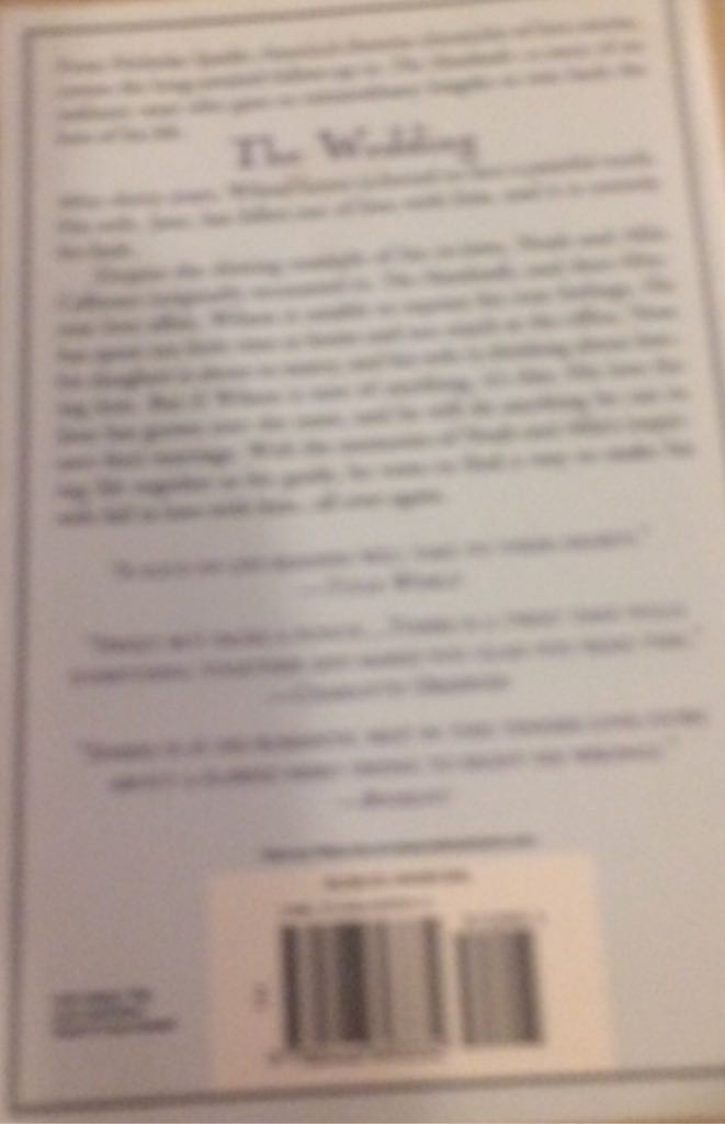 The Wedding - Nicholas Sparks (Warner Books - Paperback) book collectible [Barcode 9780446693332] - Main Image 2