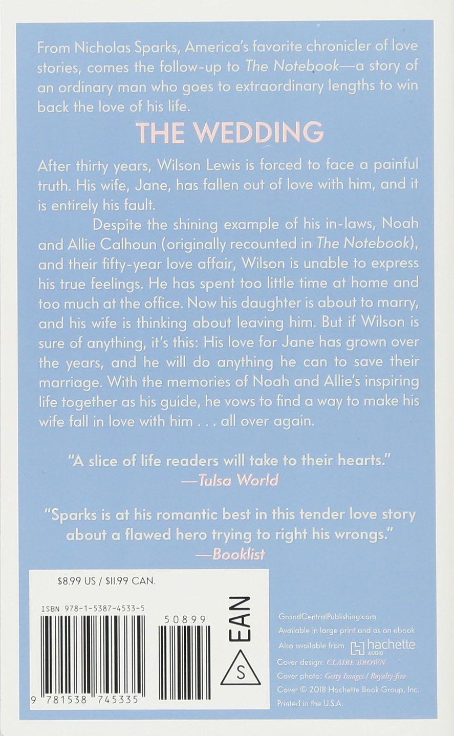 Wedding, The - Nicholas Sparks (Grand Central Publishing - Paperback) book collectible [Barcode 9781538745328] - Main Image 2