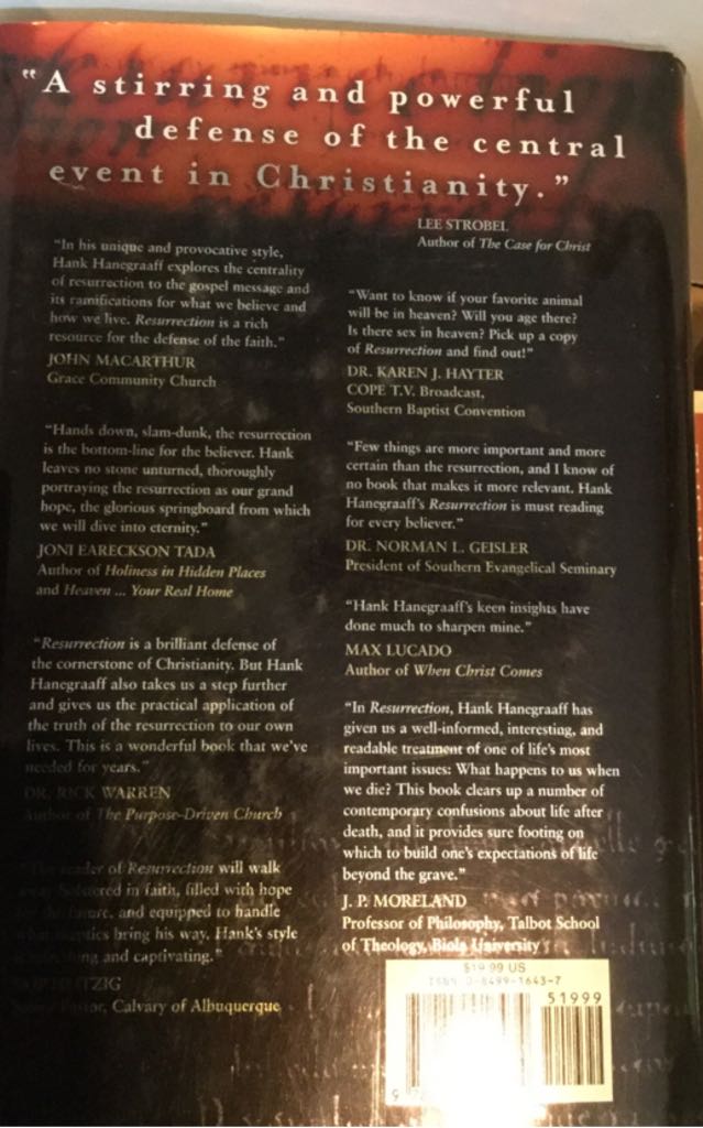 Resurrection - Hank Hanegraaff (Word Pub. - Hardcover) book collectible [Barcode 9780849916434] - Main Image 2