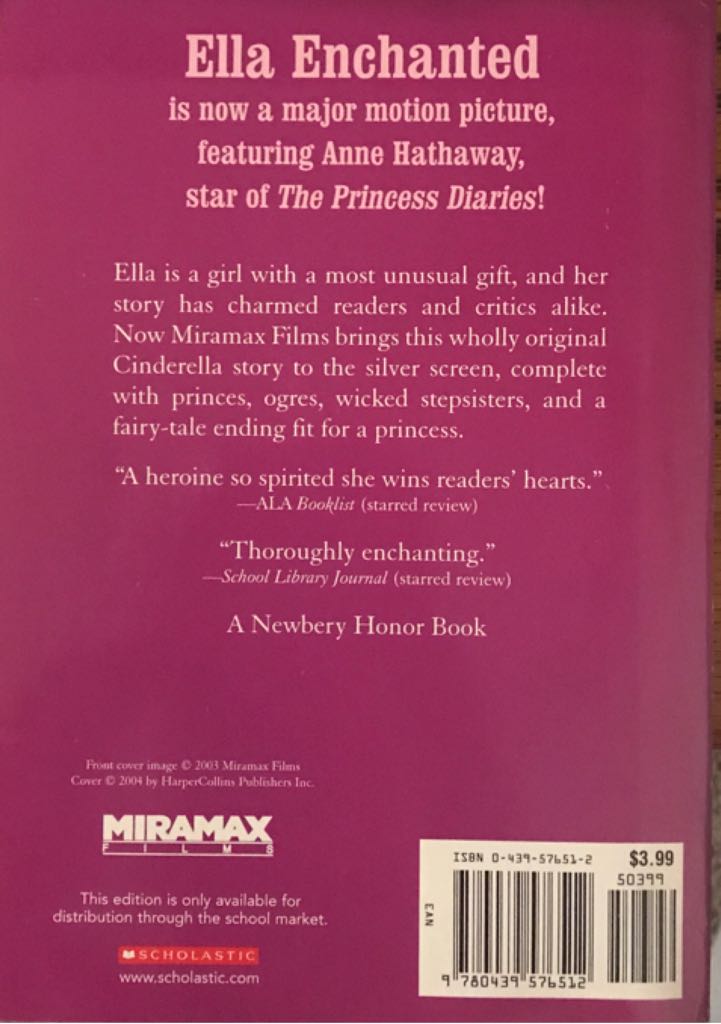 Ella Enchanted - Gail Carson Levine (A Scholastic Press - Paperback) book collectible [Barcode 9780439576512] - Main Image 2