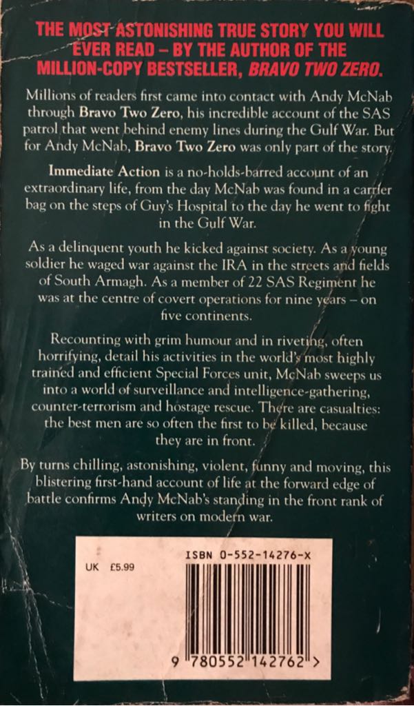 Immediate Action - Andy McNab (Corgi Adult - Paperback) book collectible [Barcode 9780552142762] - Main Image 2