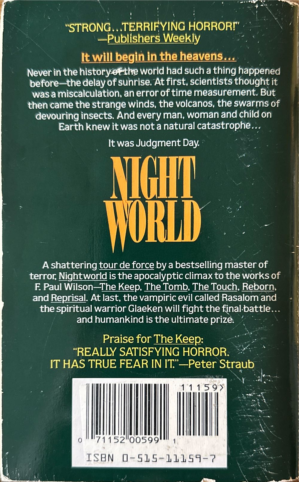 Nightworld - F. Paul Wilson (Jove Publishing - Paperback) book collectible [Barcode 9780515111590] - Main Image 2
