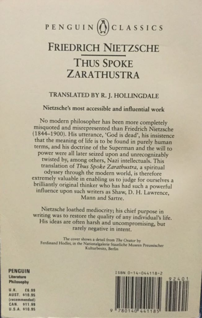 Thus Spoke Zarathustra - Friedrich Nietzsche (Penguin Classics - Paperback) book collectible [Barcode 9780140441185] - Main Image 2