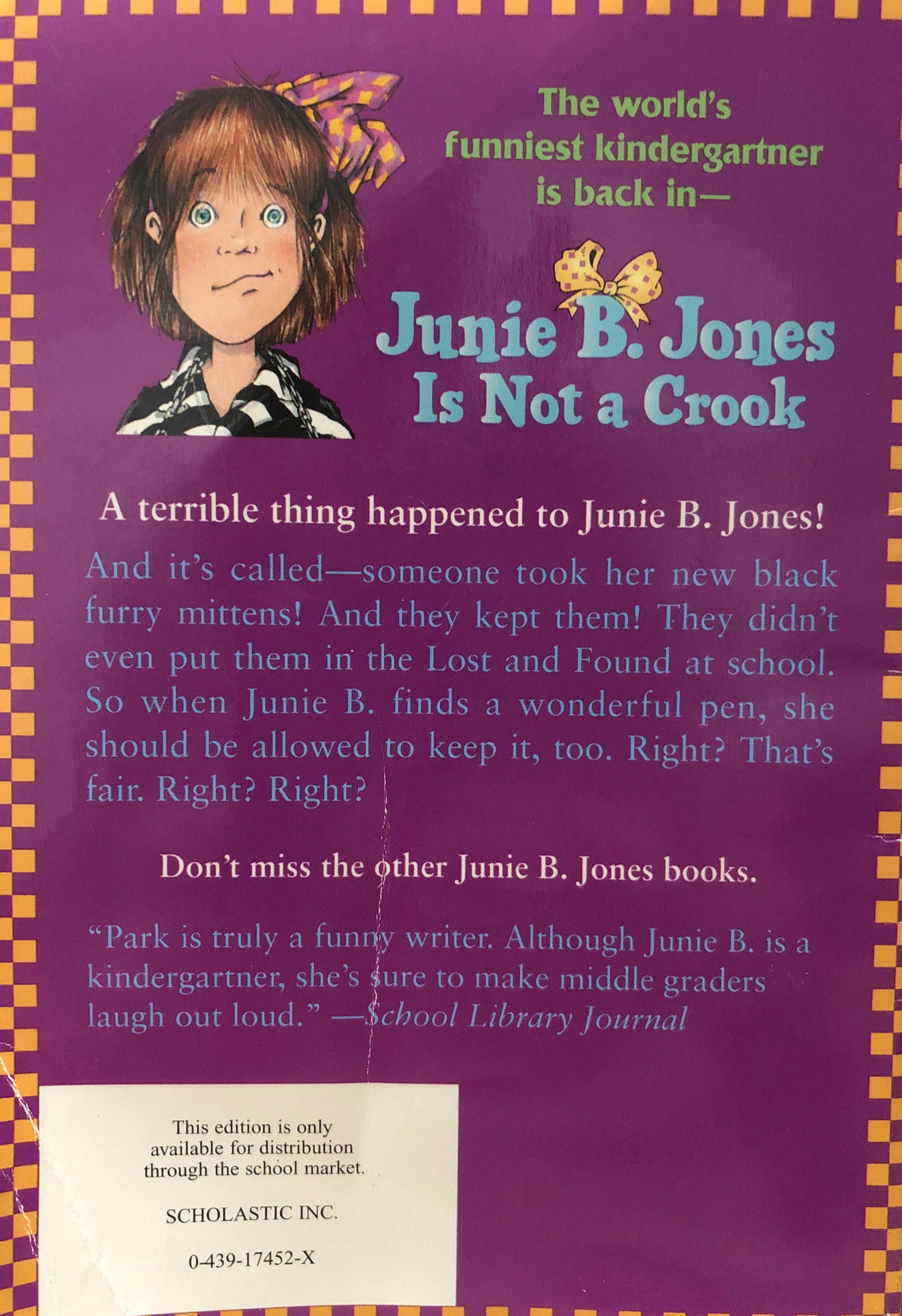 Junie B. Jones Is Not A Crook - Barbara Park (- Paperback) book collectible - Main Image 2