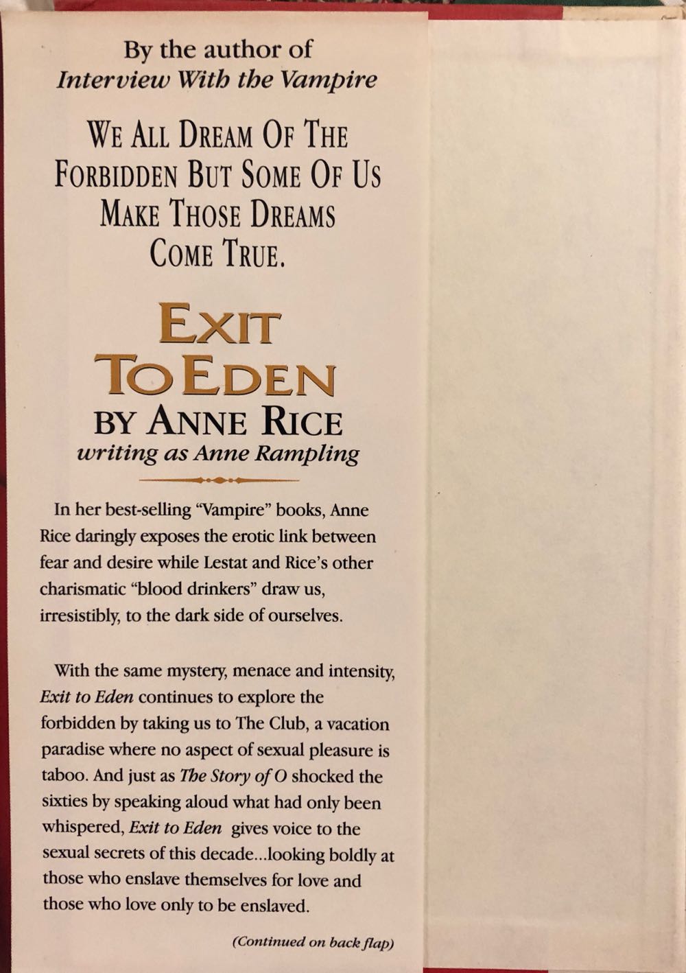 Exit to Eden - Anne Rice (Avon Red - Paperback) book collectible [Barcode 9780061233494] - Main Image 4