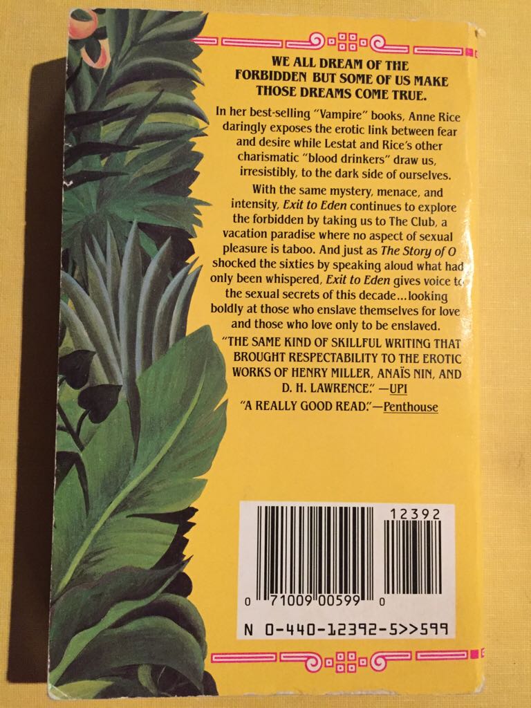 Exit To Eden  book collectible - Main Image 2