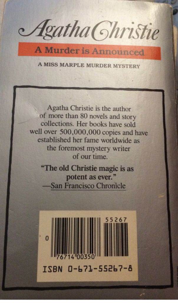 Murder Is Announced, A - Agatha Christie (Pocket - Paperback) book collectible [Barcode 9780671552671] - Main Image 2