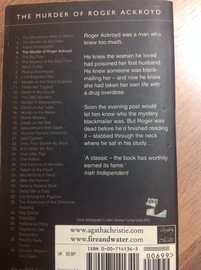 The Murder of Roger Ackroyd - Agatha Christie (Harper Collins - Paperback) book collectible [Barcode 9780007141340] - Main Image 2