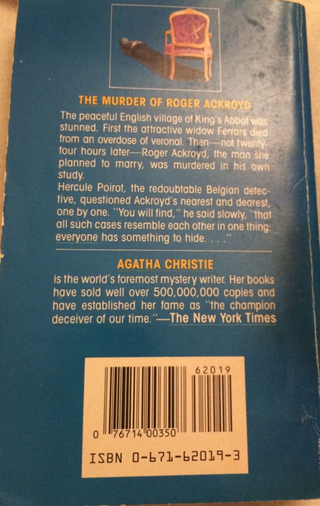 The Murder of Roger Ackroyd - Agatha Christie (Pocket Books - Kindle) book collectible [Barcode 9780671620196] - Main Image 2