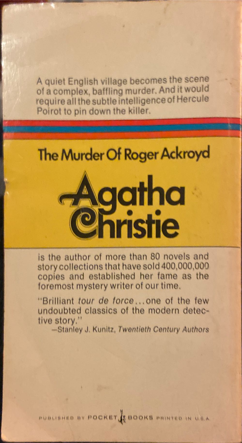 The Murder of Roger Ackroyd - Agatha Christie (Pocket Books - Paperback) book collectible [Barcode 9780671701185] - Main Image 2