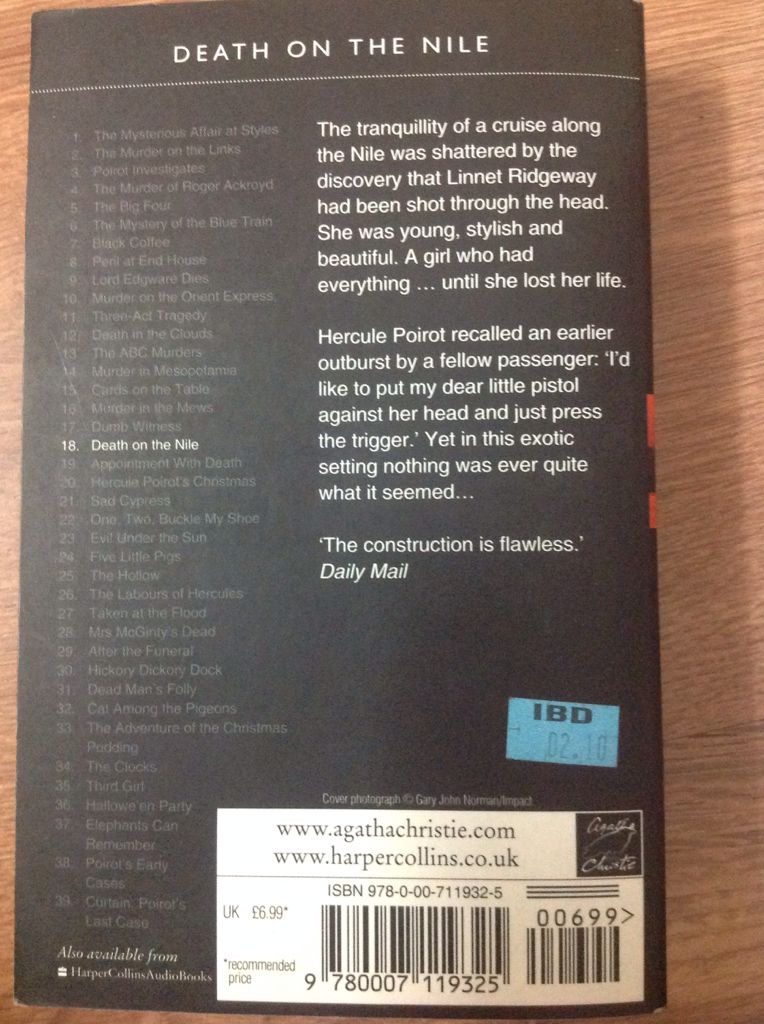 Death on the Nile - Agatha Christie (Harper Collins - Paperback) book collectible [Barcode 9780007119325] - Main Image 2