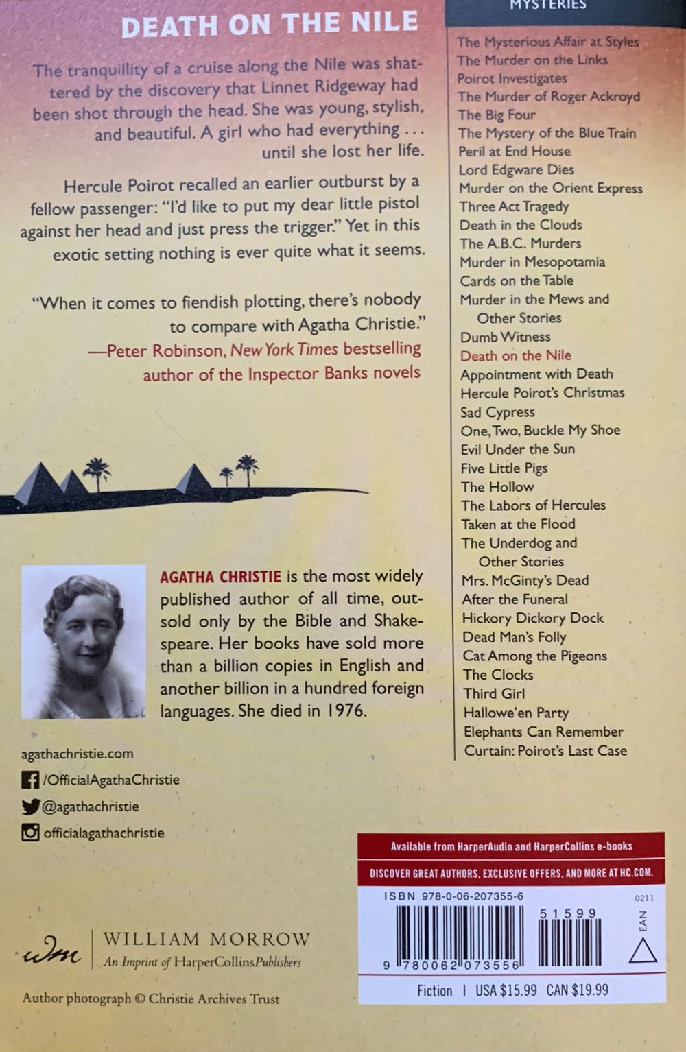 Death on the Nile - Agatha Christie (Harper Collins - Paperback) book collectible [Barcode 9780062073556] - Main Image 2