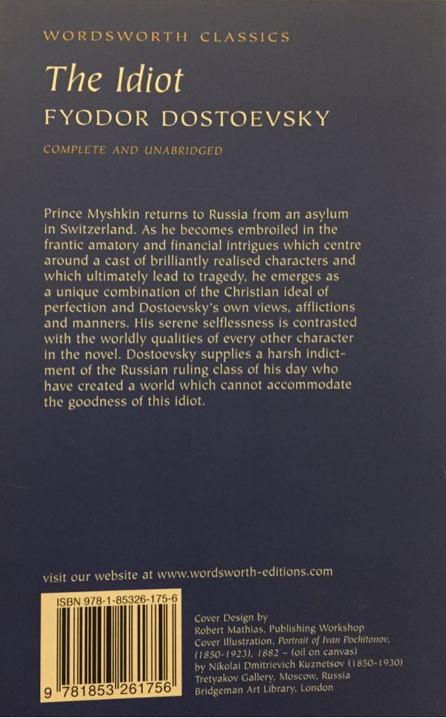 The Idiot - Fyodor Dostoyevsky (- Paperback) book collectible [Barcode 9781853261756] - Main Image 2