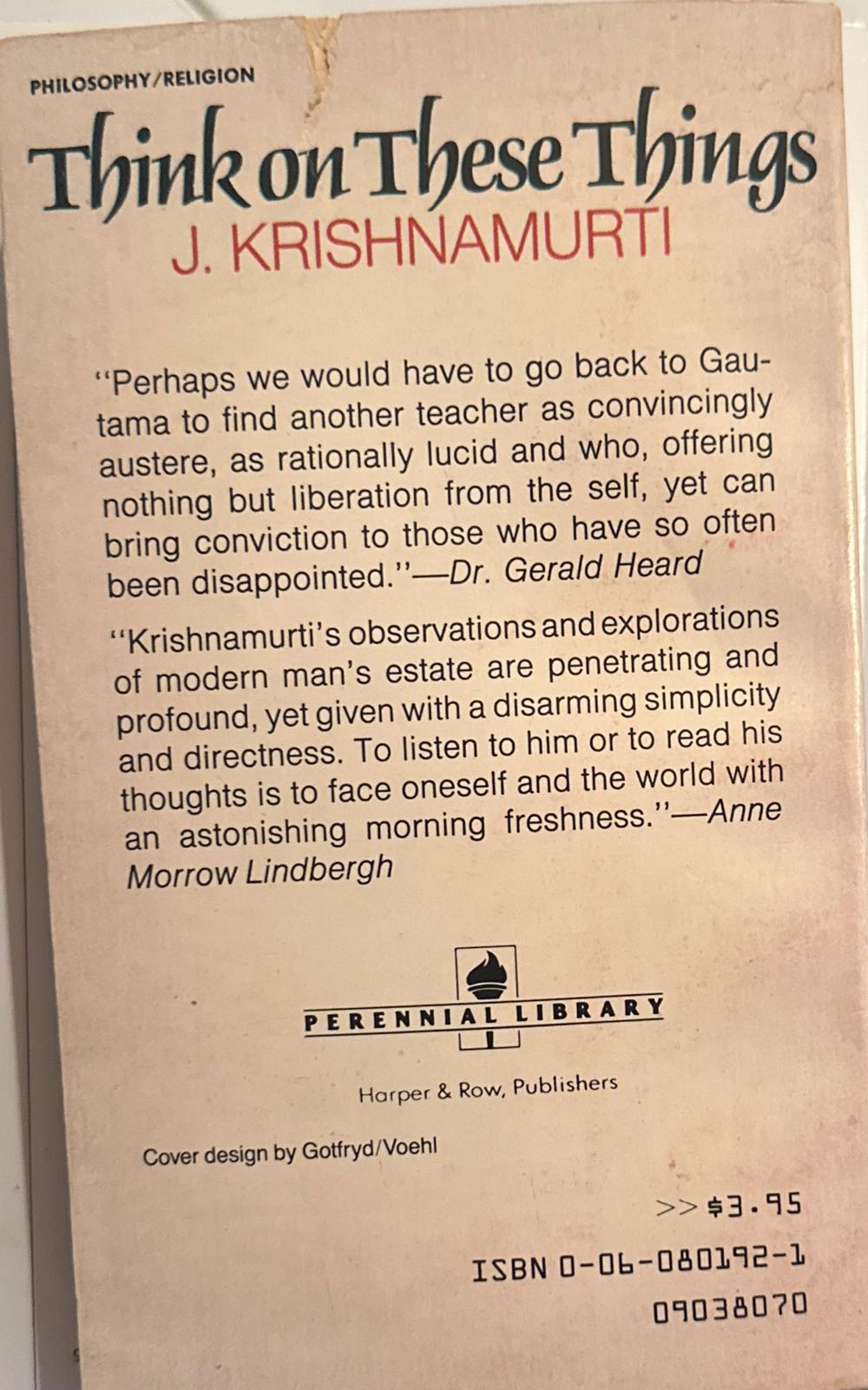 Think on These Things - Jiddu Krishnamurti (Harperone - Paperback) book collectible [Barcode 9780060916091] - Main Image 2