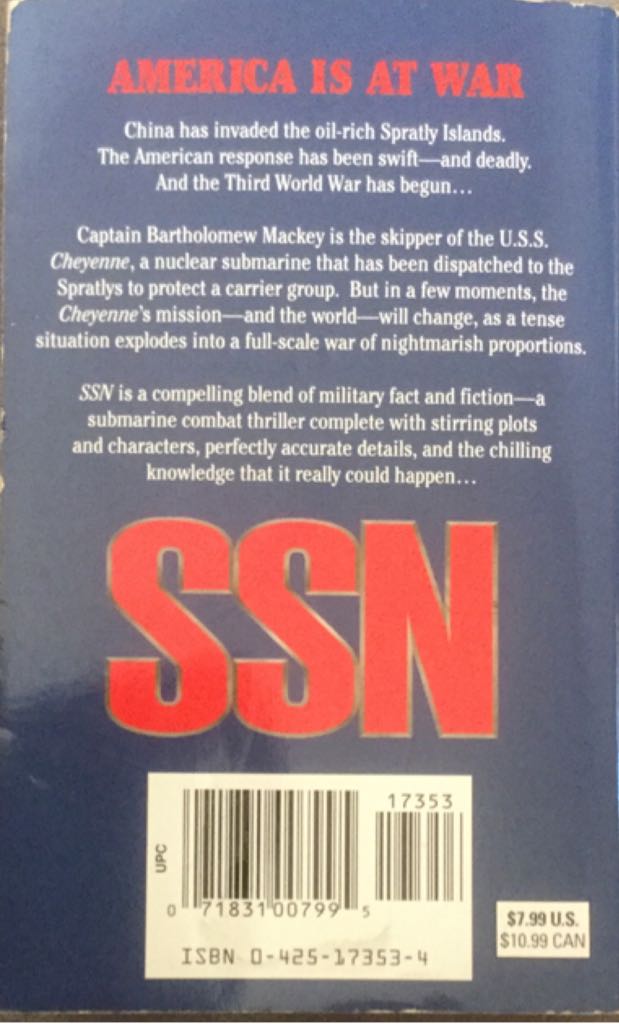 02: SSN - Tom Clancy (Berkley - Paperback) book collectible [Barcode 9780425173534] - Main Image 2