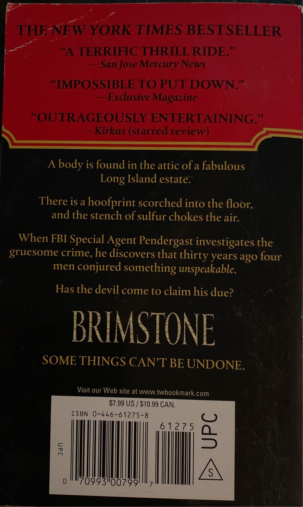 Brimstone - Douglas Preston (Warner Vision Books - Paperback) book collectible [Barcode 9780446612753] - Main Image 2