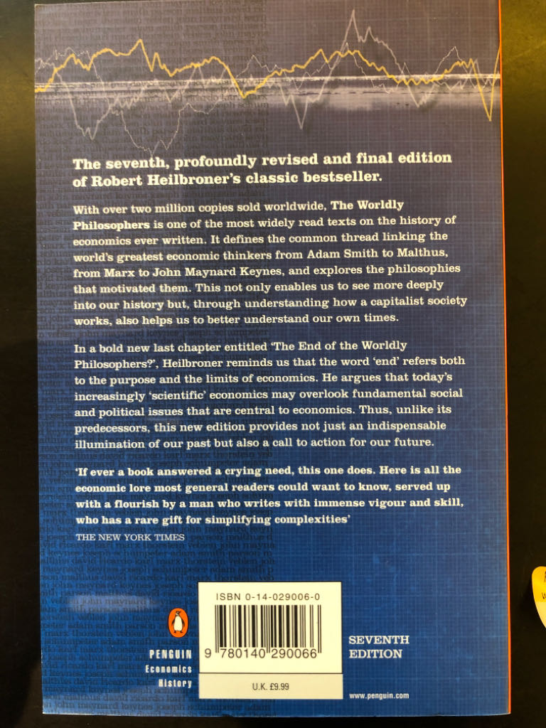 The Worldly Philosophers: Lives, Times and Ideas of the Great Economic Thinkers (Penguin Business) - Robert Heilbroner (Penguin Group - Paperback) book collectible [Barcode 9780140290066] - Main Image 2