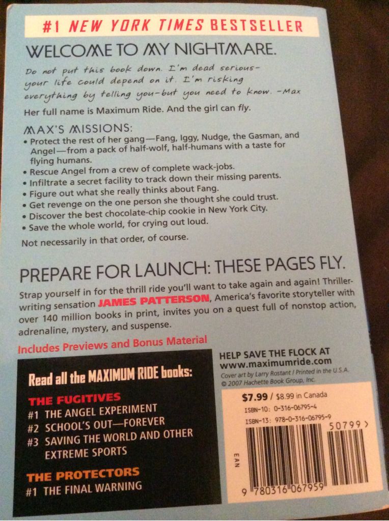 Maximum Ride: The Angel Experiment - James Patterson (jimmy patterson - Paperback) book collectible [Barcode 9780316067959] - Main Image 2