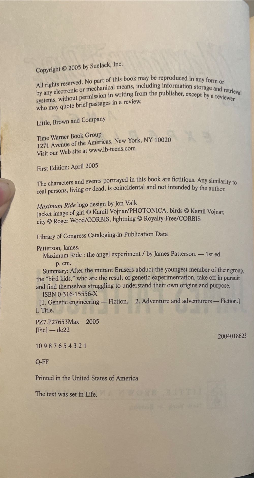 Maximum Ride 1: The Angel Experiment - James Patterson (Little Brown and Company - Hardcover) book collectible [Barcode 9780316155564] - Main Image 4