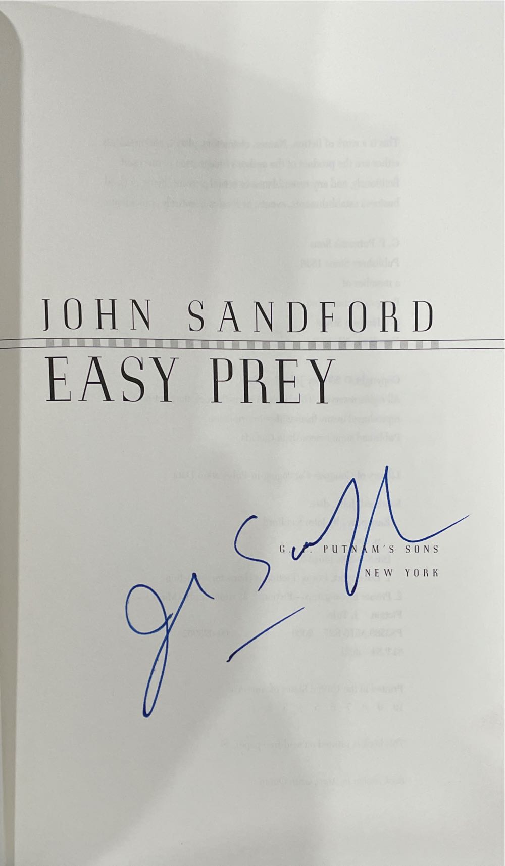 Easy Prey - John Sandford (G. P. Putnam’s Sons - Hardcover) book collectible [Barcode 9780399146138] - Main Image 3