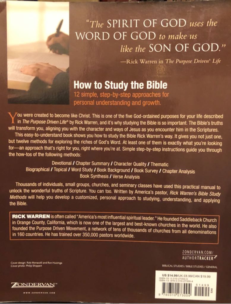Rick Warren’s Bible Study Methods: Twelve Ways You Can Unlock God’s Word - Rick Warren (Zondervan Academic - Paperback) book collectible [Barcode 9780310273004] - Main Image 2