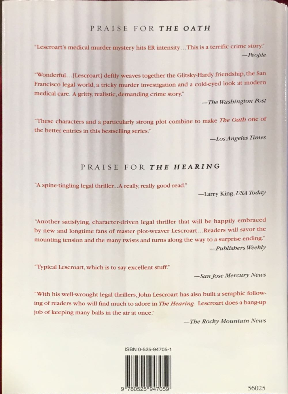 John Lescroart: The First Law - John Lescroart (Dutton - Hardcover) book collectible [Barcode 9780525947059] - Main Image 2