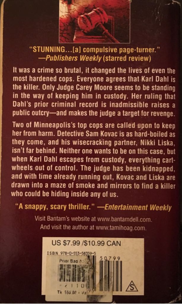 Prior Bad Acts - Tami Hoag (Bantam Books - Paperback) book collectible [Barcode 9780553583595] - Main Image 2