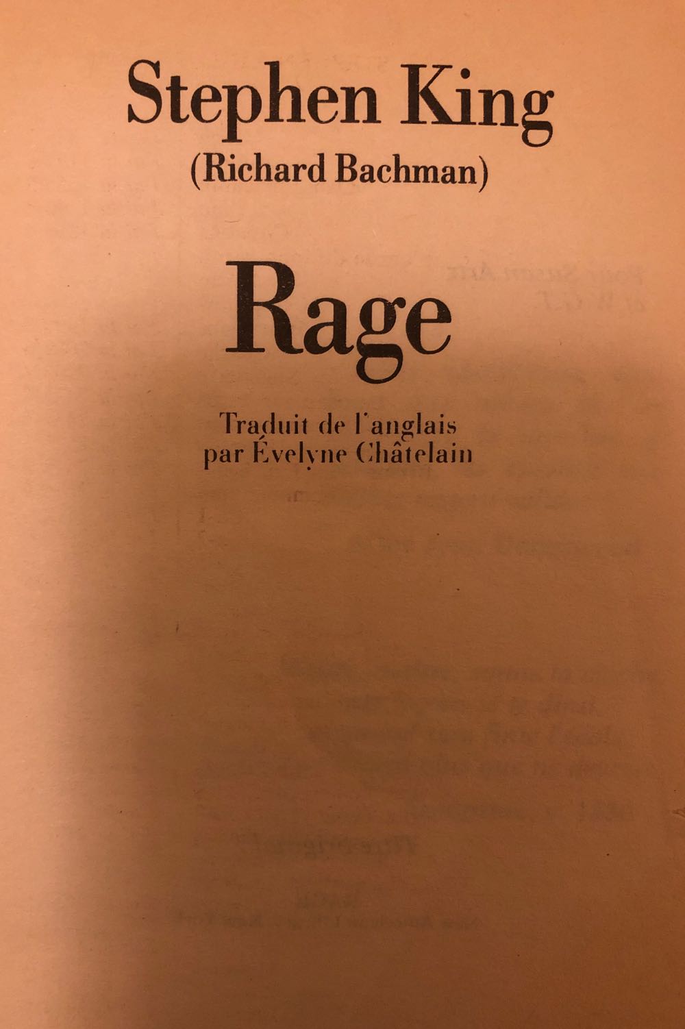 Rage - Stephen King (J’ai Lu - Hardcover) book collectible [Barcode 9782277234395] - Main Image 3