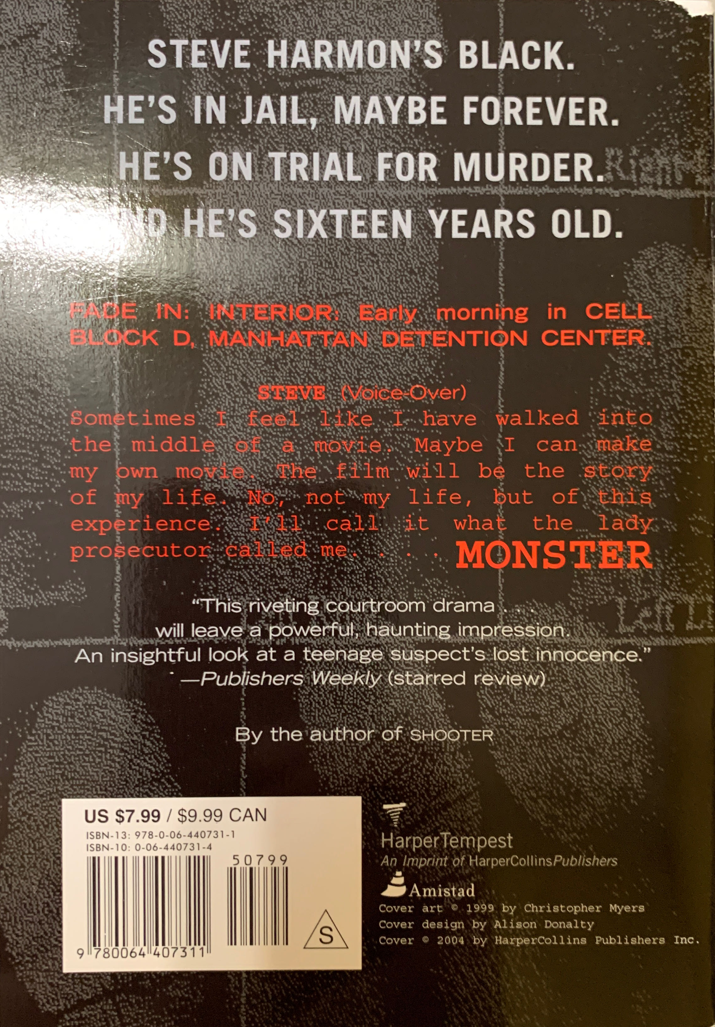 Monster - Walter Dean Myers (Harper Teen - Paperback) book collectible [Barcode 9780064407311] - Main Image 2