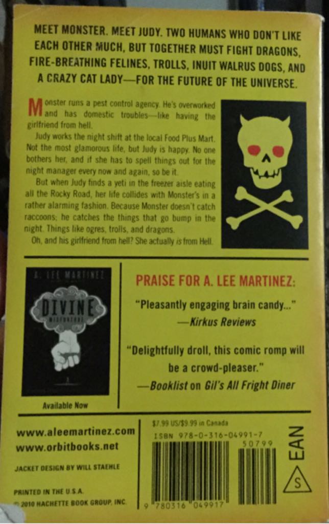 Monster - A. Lee Martinez (Orbit - Paperback) book collectible [Barcode 9780316049917] - Main Image 2