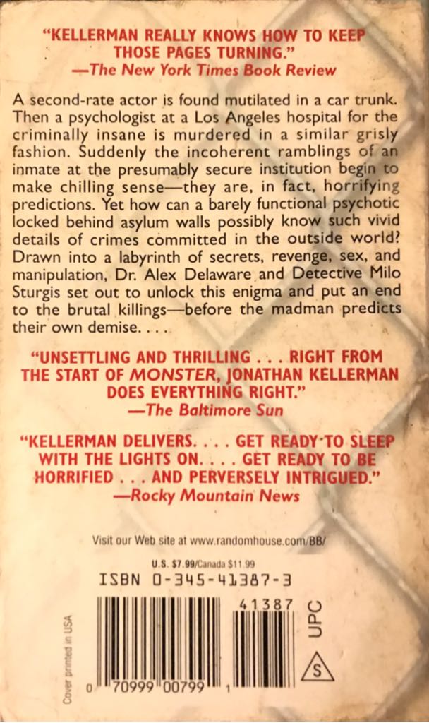 Monster - Jonathan Kellerman (Xxxx - Paperback) book collectible [Barcode 9780345413871] - Main Image 2