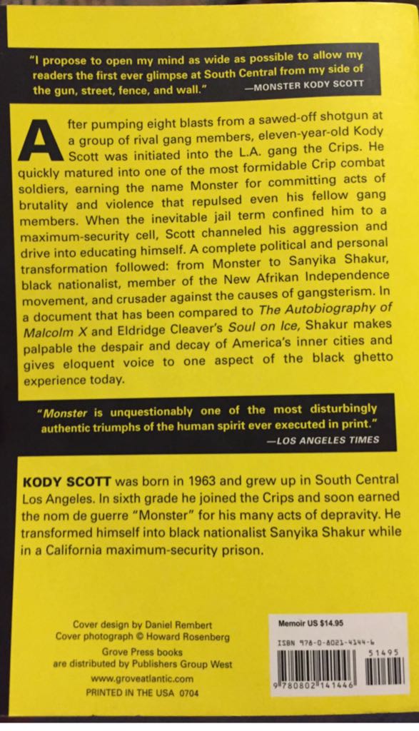 Monster - Kody aka Sanyika Shakir Scott (HarperColins - Paperback) book collectible [Barcode 9780802141446] - Main Image 2