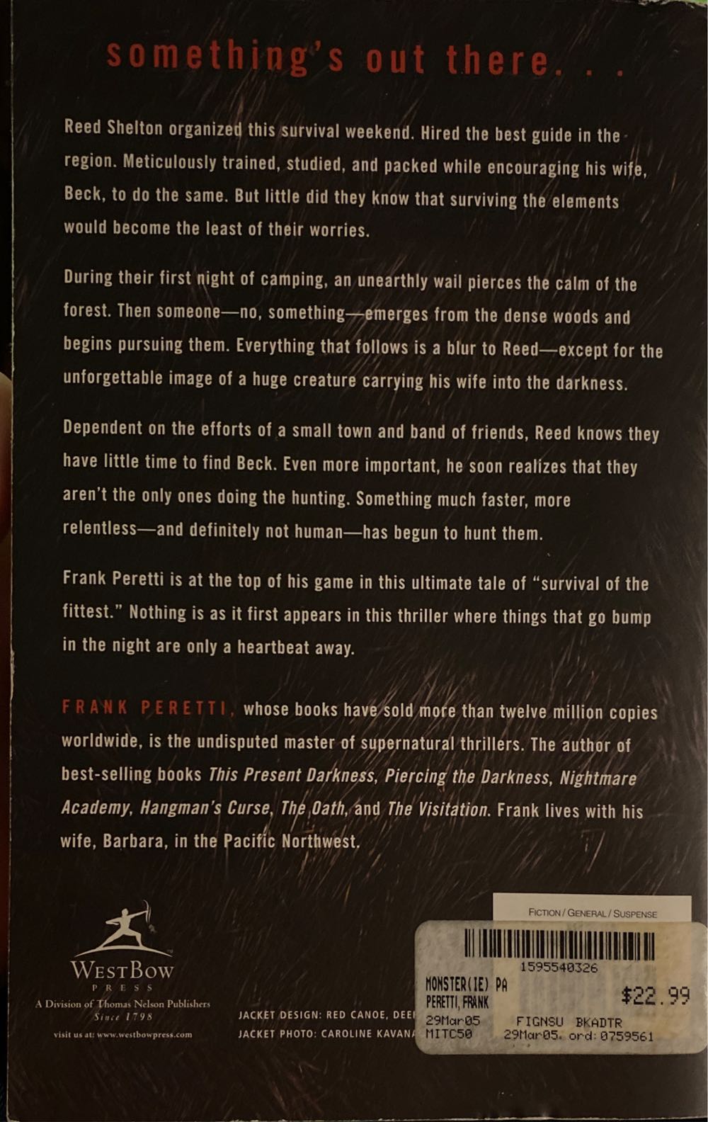 Monster - Frank peretti (- Audiobook) book collectible [Barcode 9781595540324] - Main Image 2