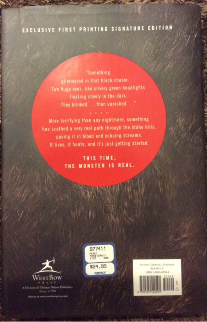 Monster - Frank Peretti (WestBow Press) book collectible - Main Image 2