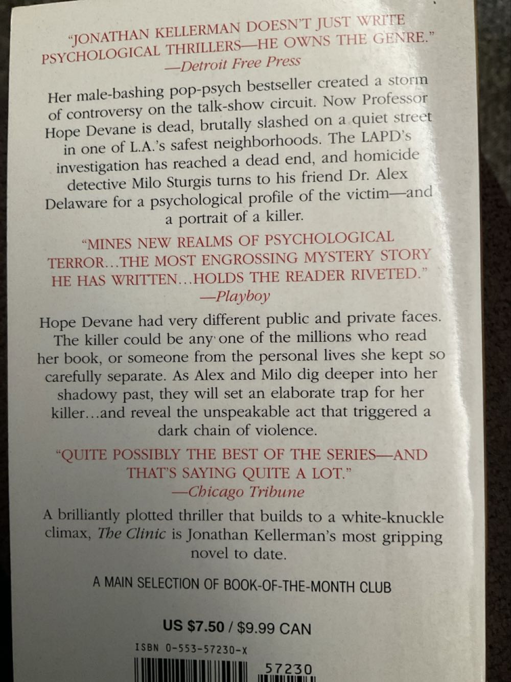 The Clinic - Jonathan Kellerman (Bantam Books - Paperback) book collectible [Barcode 9780553572308] - Main Image 2