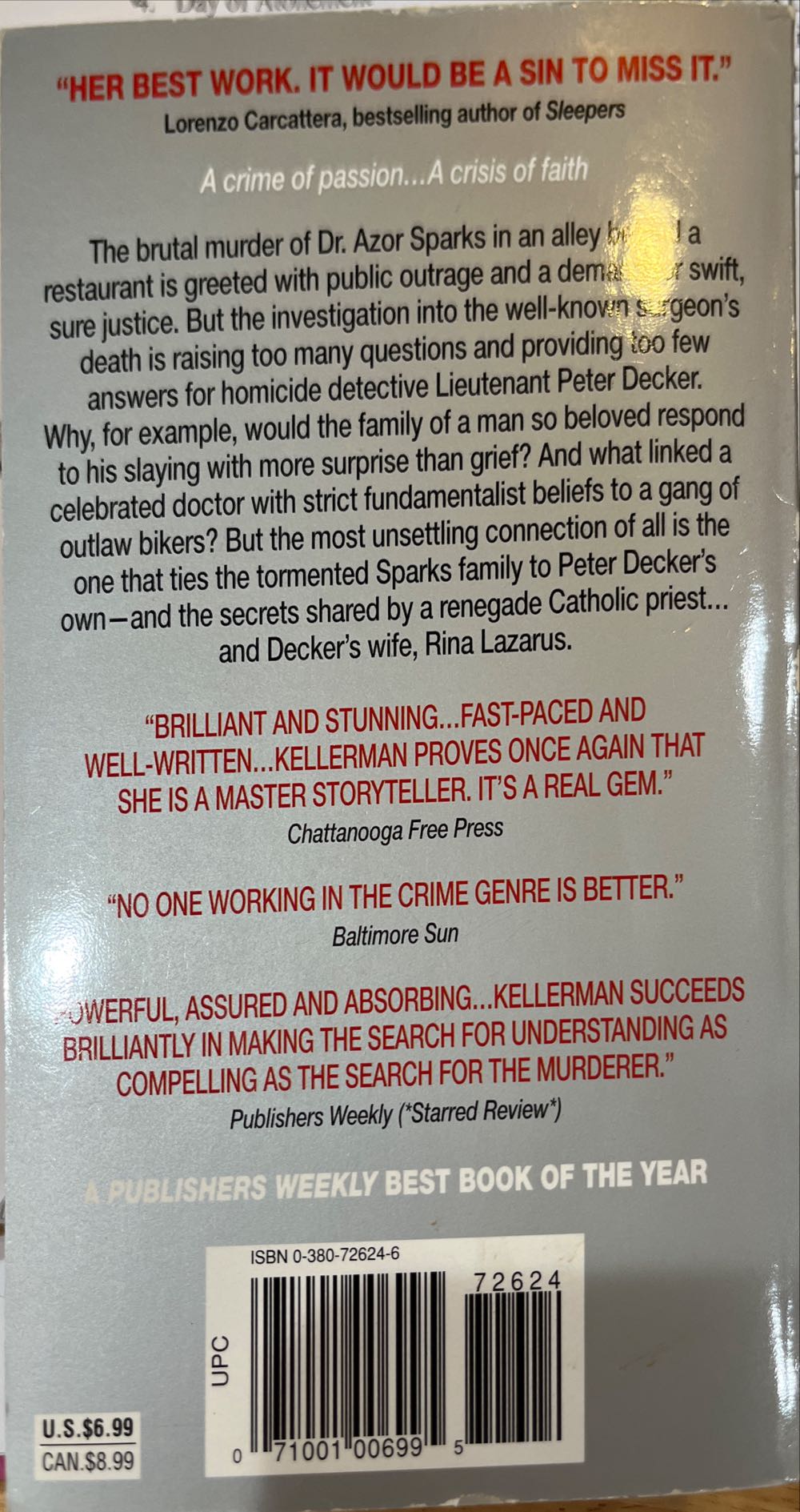 Prayers for the Dead - Faye Kellerman (Avon - Paperback) book collectible [Barcode 9780380726240] - Main Image 2