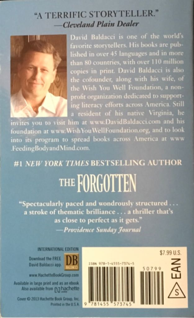 Forgotten, The - David Baldacci (Grand Central Publishing - Paperback) book collectible [Barcode 9781455573745] - Main Image 2