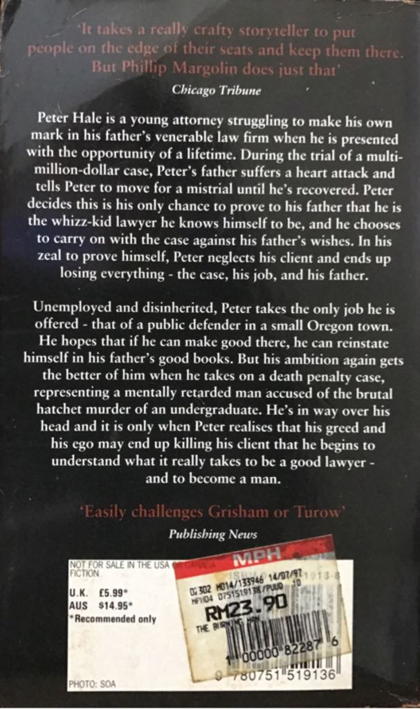 Burning Man, The - Phillip Margolin (Warner Books - Paperback) book collectible [Barcode 9780751519136] - Main Image 2