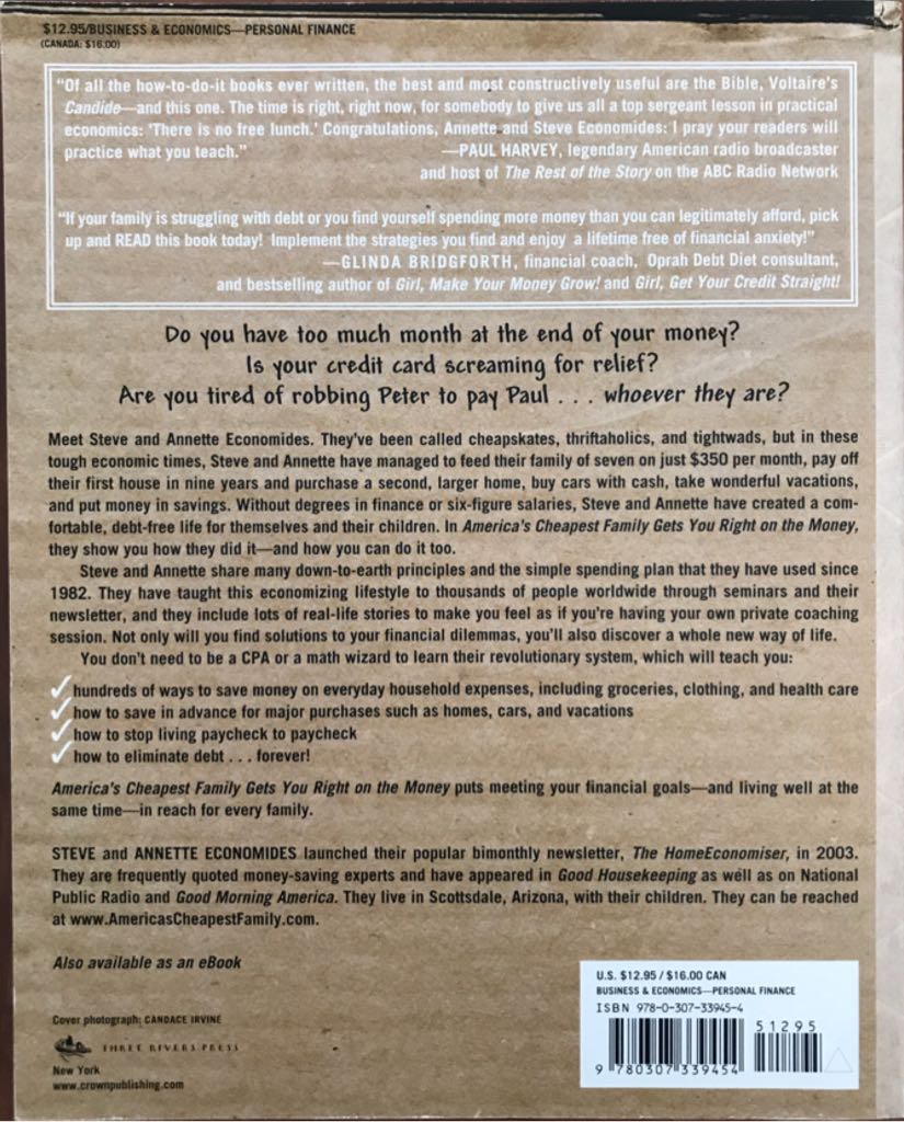 Americas Cheapest Family Gets You Right on the Money - Annette Economides (Three Rivers Press - Paperback) book collectible [Barcode 9780307339454] - Main Image 2
