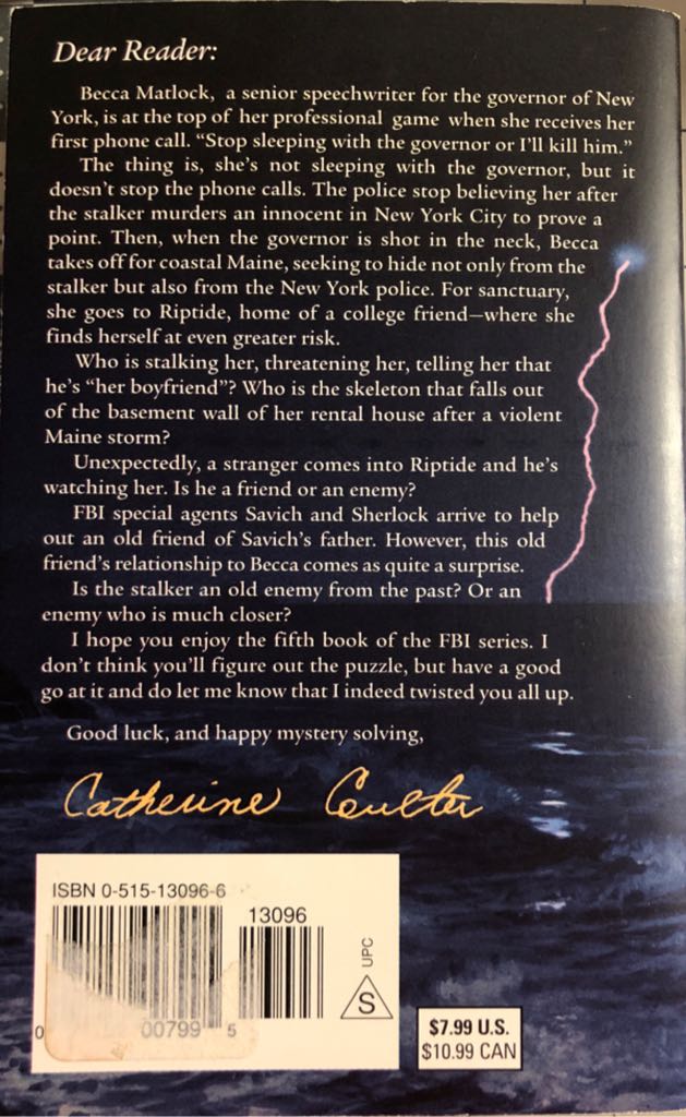 FBI #5: Riptide - Catherine Coulter (Jove Books - Paperback) book collectible [Barcode 9780515130966] - Main Image 2