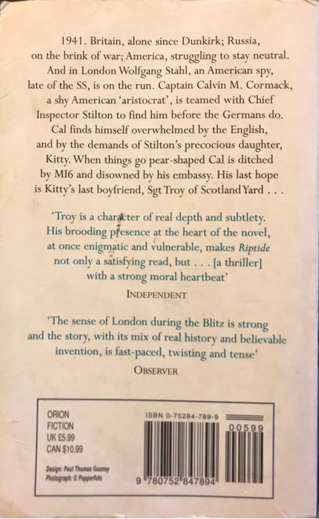 Riptide - John Lawton (Orion Books - Paperback) book collectible [Barcode 9780752847894] - Main Image 2