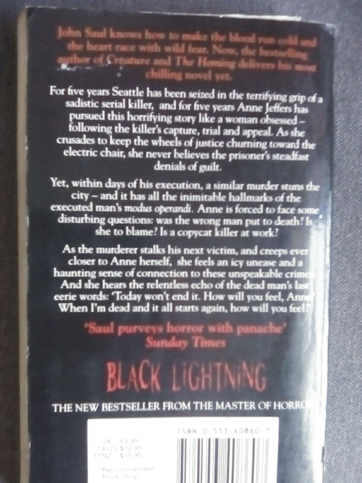 Black Lightning - John Saul (A Bantam Book - Paperback) book collectible [Barcode 9780553408607] - Main Image 2